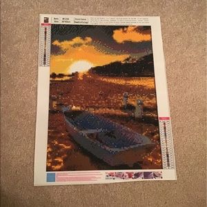 Boat on the beach diamond painting done